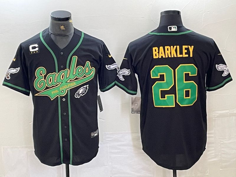 Men Philadelphia Eagles #26 Barkley Black 2024 Nike Co branded NFL Jersey style 8->philadelphia eagles->NFL Jersey